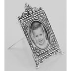 Detail view of Vintage Neoclassical Style Mini Picture Frame in Fine Sterling Silver highlighting design details