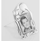 Detail view of Cute Cat Mini Picture Frame in Fine Sterling Silver highlighting design details
