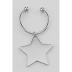 Back view of Engravable Star Keychain with Crystal Accents - Free Engraving showing 925 sterling silver hallmark and spring r