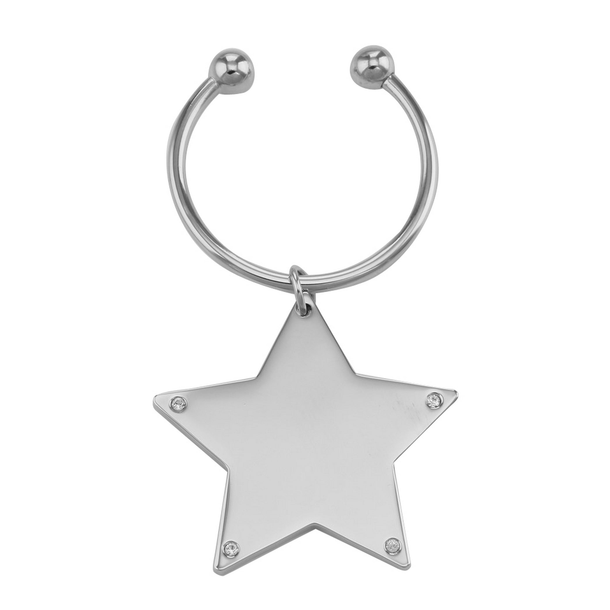 Crystal, sterling silver key chains, front view