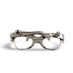 Detail view of Fine Bead Set Marcasite Eyeglasses Pin or Brooch highlighting Marcasite