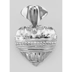 Detail view of Art Deco Style Heart Vase Pin highlighting design details