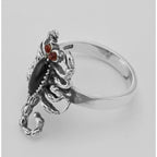 Detail view of Black Onyx Scorpion Ring with Carnelian Eyes - Scorpio highlighting Black Onyx, Carnelian
