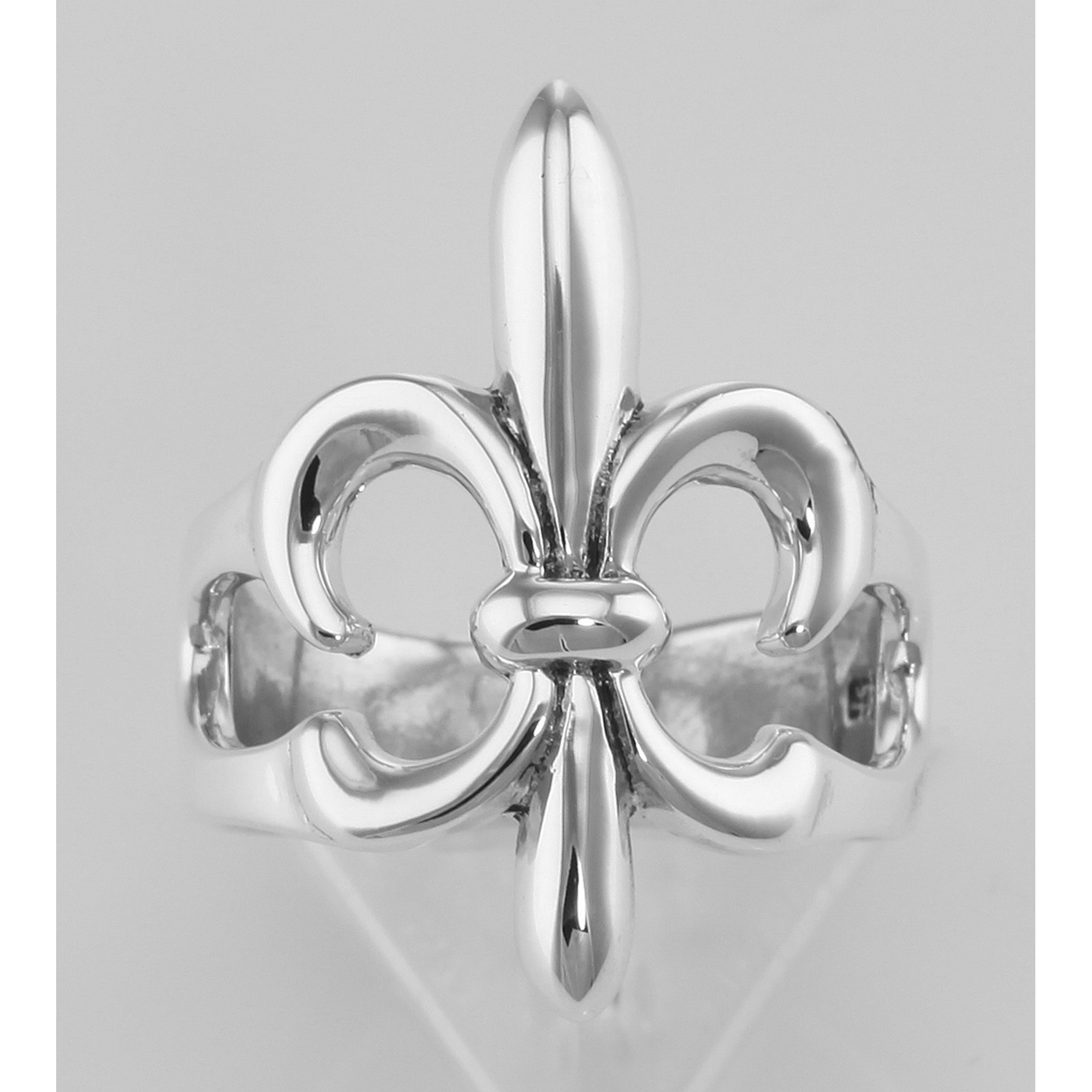 Back view of Classic Fleur de Lis Ring showing 925 sterling silver hallmark