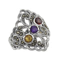 Antique style, Marcasite, sterling silver rings, front view