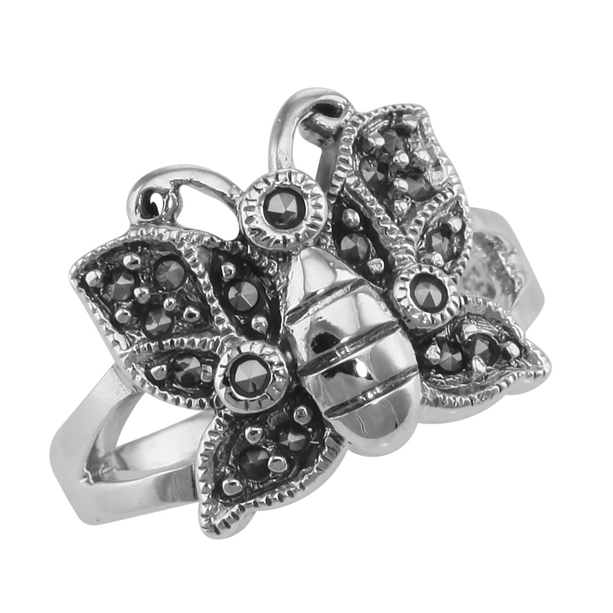 Antique style, Marcasite, sterling silver rings, front view