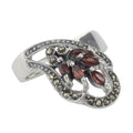 Antique style, Garnet, Marcasite, sterling silver rings, front view