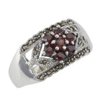 Garnet, Marcasite, sterling silver rings, front view