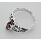 Detail view of Antique Style Garnet Marcasite Ring highlighting Garnet, Marcasite