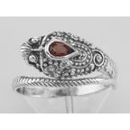 Detail view of Genuine Red Garnet Cobra Ring highlighting Garnet