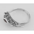 Back view of Genuine Red Garnet Cobra Ring showing 925 sterling silver hallmark
