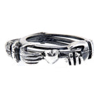 Back view of Irish Claddagh Friendship Ring opens shows Heart showing 925 sterling silver hallmark