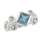 Blue Topaz, sterling silver rings, front view