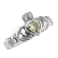 Peridot, CZ, sterling silver rings, front view