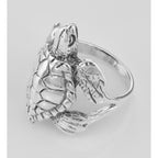 Back view of Sea Turtle Ring showing 925 sterling silver hallmark