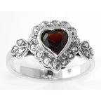 Back view of Heart Shaped Garnet Colored CZ Gemstone Ring showing 925 sterling silver hallmark