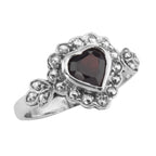 Garnet, CZ, sterling silver rings, front view