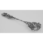 Back view of Tea Caddy / Nut Serving Spoon w/ Rose Design showing 925 sterling silver hallmark