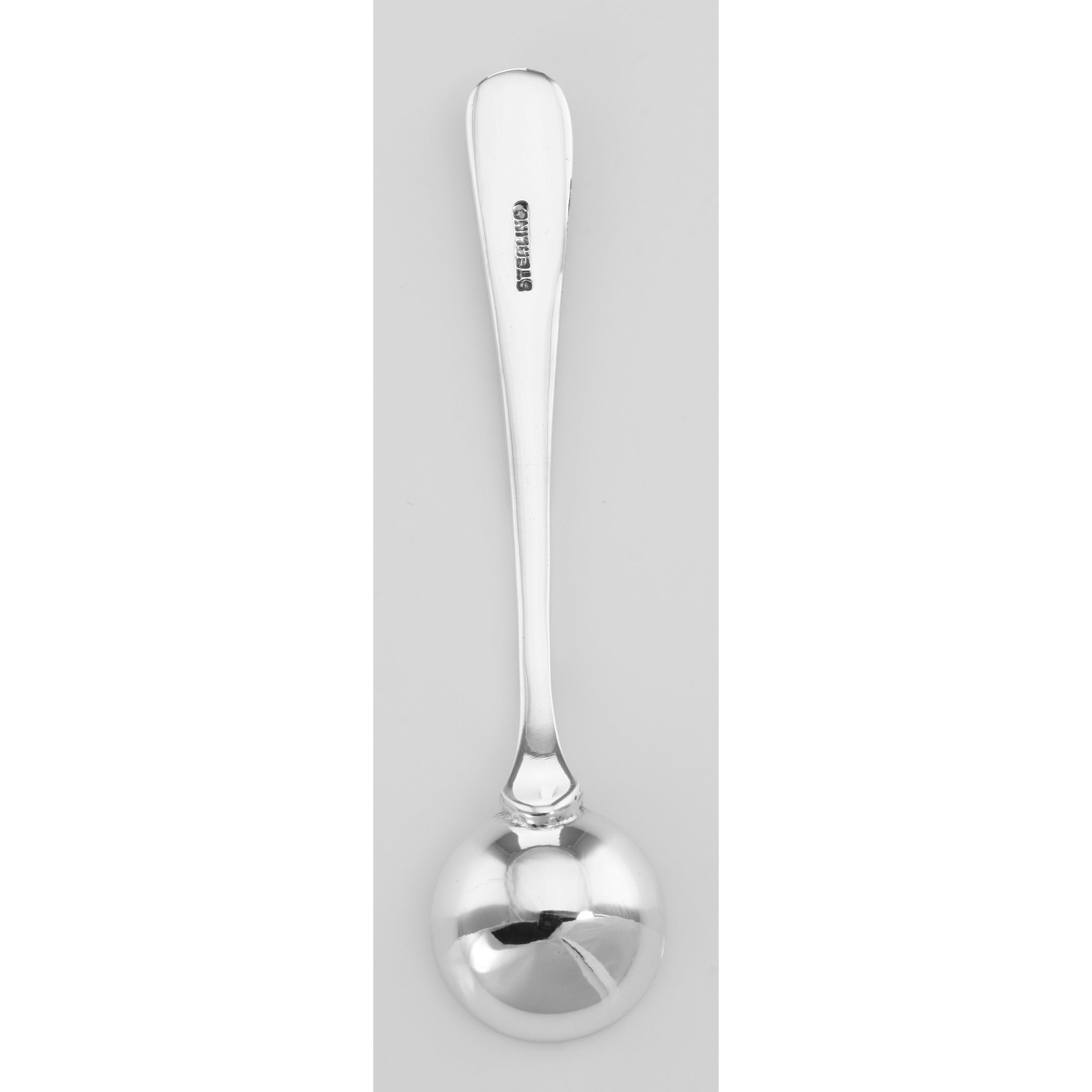 Back view of Salt Spoon showing 925 sterling silver hallmark