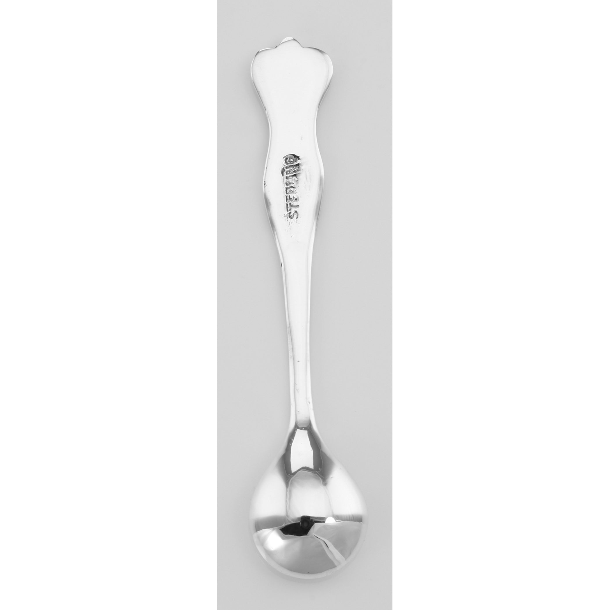 Back view of Salt Spoon showing 925 sterling silver hallmark