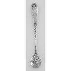 Back view of Vintage Floral Style Sterling Silver Salt Spoon showing 925 sterling silver hallmark