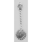 Back view of Fleur de Lis Shell Salt Spoon showing 925 sterling silver hallmark