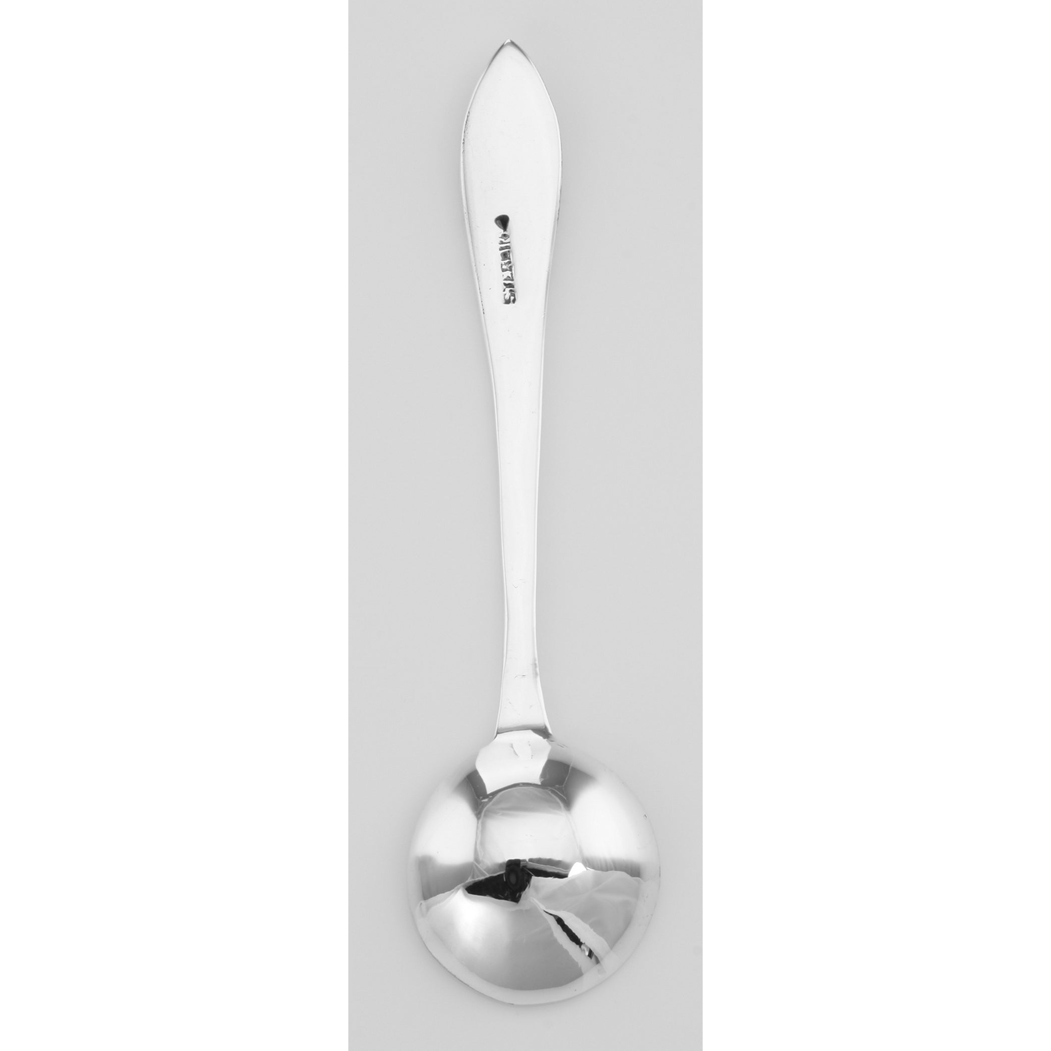 Back view of Salt Spoon showing 925 sterling silver hallmark
