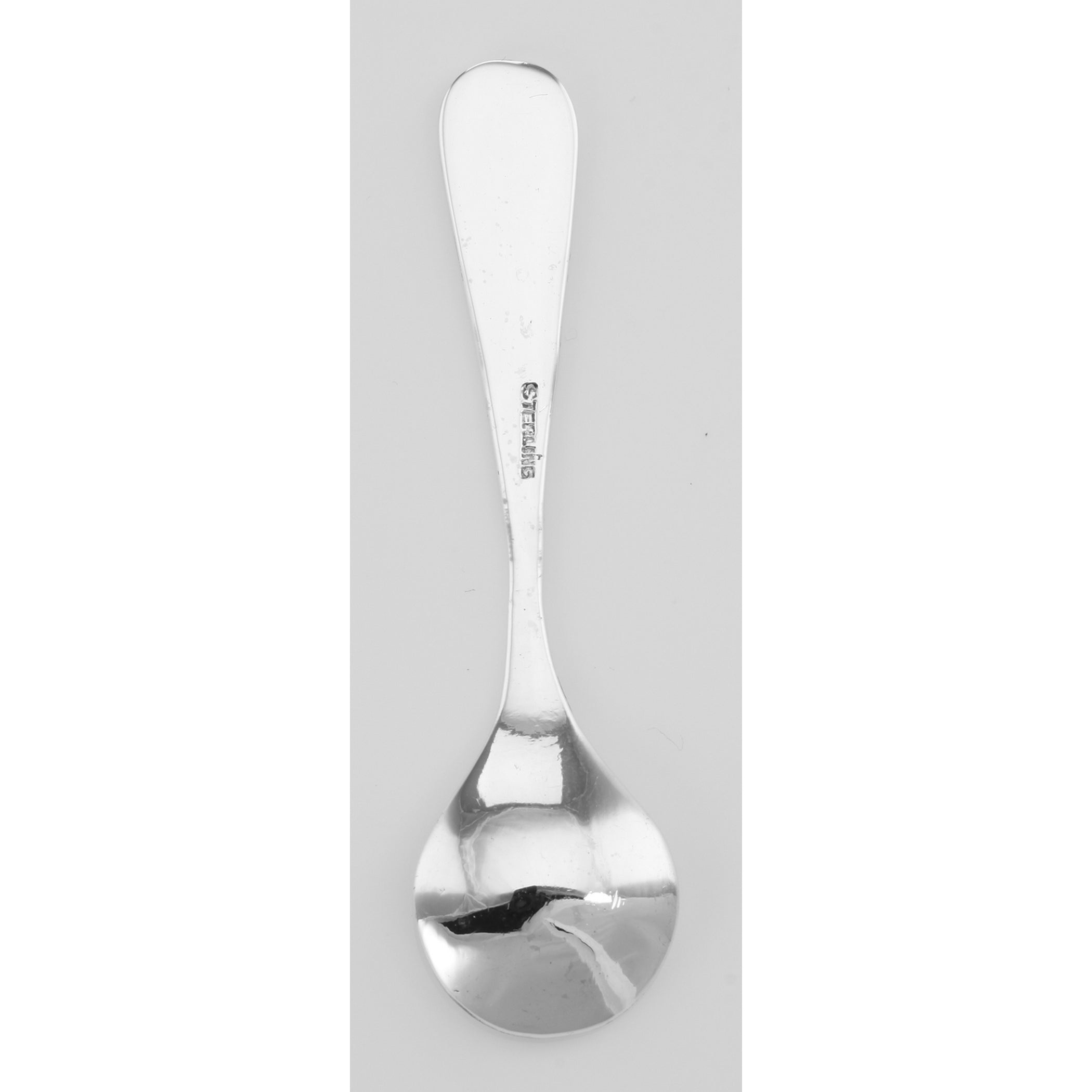 Back view of Salt Spoon showing 925 sterling silver hallmark