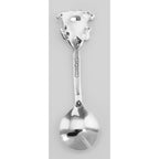 Back view of Heart Bowl Style Sterling Silver Salt Spoon showing 925 sterling silver hallmark