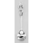 Back view of ONLY 1 LEFT - Classic Chevel Style Sterling Silver Salt Spoon showing 925 sterling silver hallmark