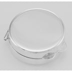 Back view of Beautiful Engravable Round Sterling Silver Pillbox - Made in USA showing 925 sterling silver hallmark