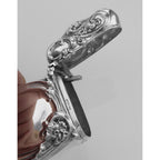 Back view of Art Nouveau Floral Scroll Repousse Match Safe Holder Case Sterling 925 showing 925 sterling silver hallmark