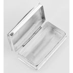Detail view of Antique Style Porcelain Top Angel Pill Box in Fine Sterling Silver highlighting design details