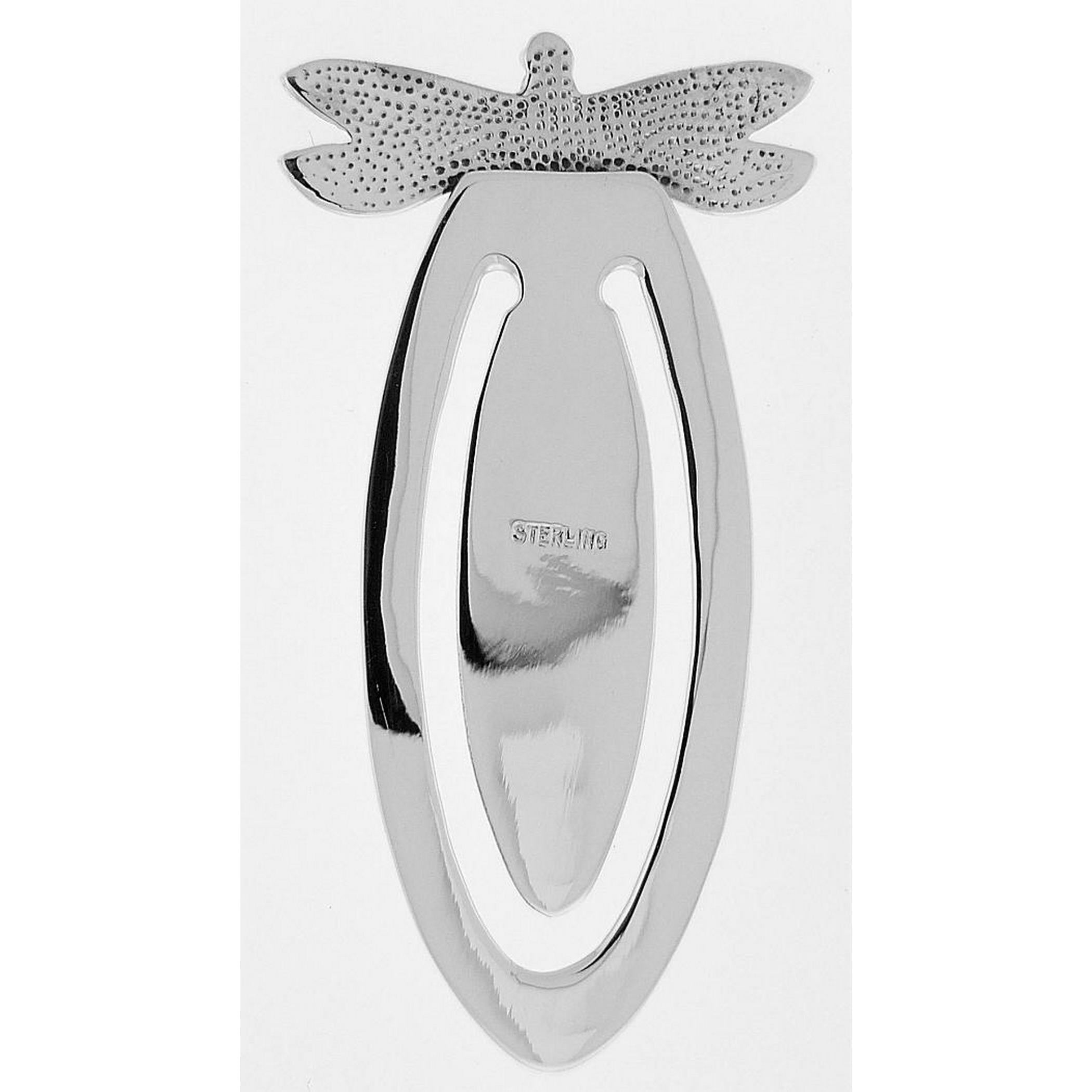 Back view of Dragonfly Silver Bookmark - Book Mark showing 925 sterling silver hallmark