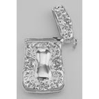 Detail view of Art Nouveau Style Repousse Match Safe Holder Case in Fine Sterling Silver highlighting design details