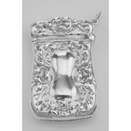 Detail view of Art Nouveau Style Repousse Match Safe Holder Case in Fine Sterling Silver highlighting design details