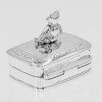 Detail view of Cute Movable Teddy Bear Box for Baby in Fine Sterling Silver highlighting design details