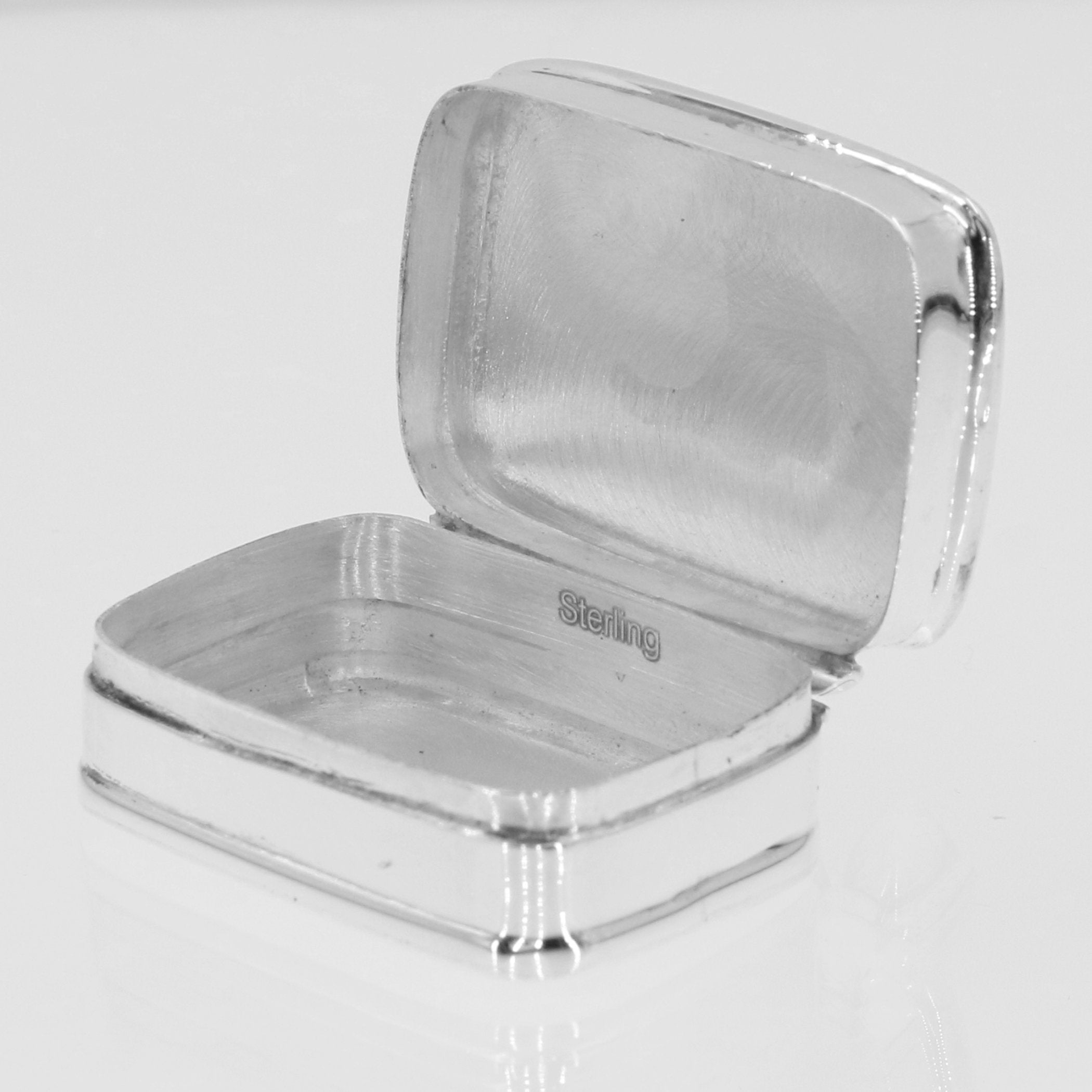 Detail view of Cute Movable Teddy Bear Box for Baby in Fine Sterling Silver highlighting design details