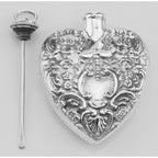 Detail view of Large Antique Style Heart Perfume Bottle Pendant highlighting design details