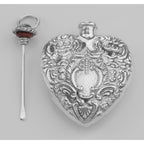 Back view of Classic Small Heart Perfume Bottle or Memorial Ash Pendant showing 925 sterling silver hallmark and spring ring 