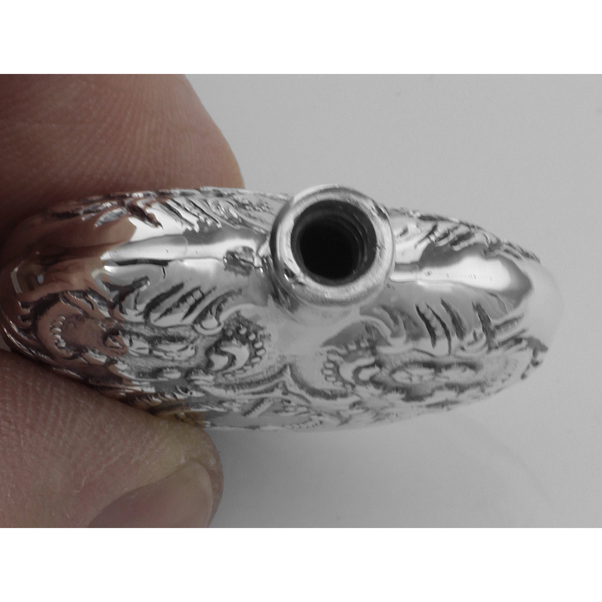 Detail view of Classic Small Heart Perfume Bottle or Memorial Ash Pendant highlighting design details