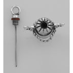 Back view of Antique Style Urn Perfume / Ash or Memorial Bottle Pendant showing 925 sterling silver hallmark and spring ring 