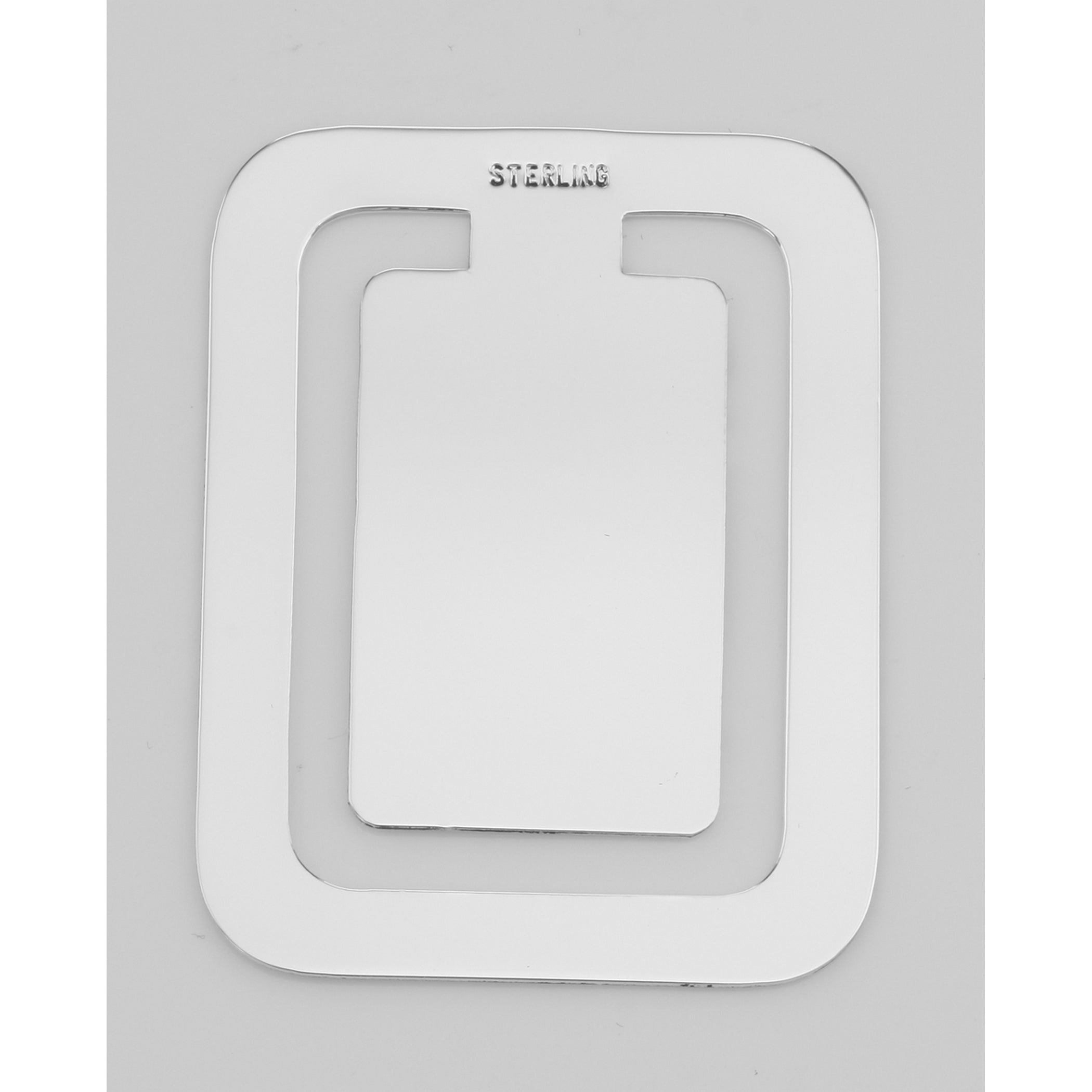 Back view of Rectangle Bookmark - Made in USA showing 925 sterling silver hallmark