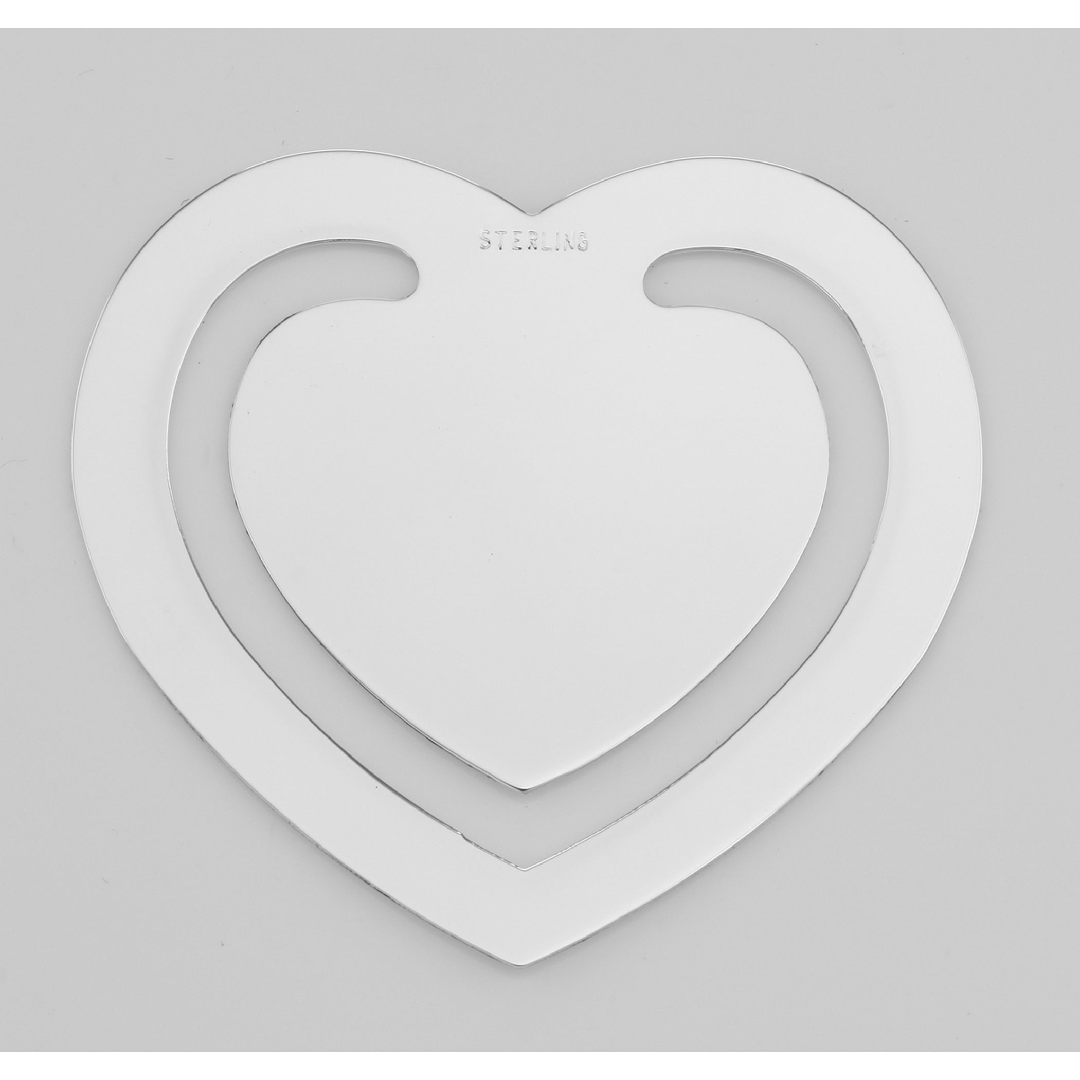 Back view of Heart Shaped Bookmark - Made in USA showing 925 sterling silver hallmark