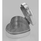 Detail view of Small Beautiful Heart Shaped Sterling Silver Pillbox with Engraved Top highlighting design details