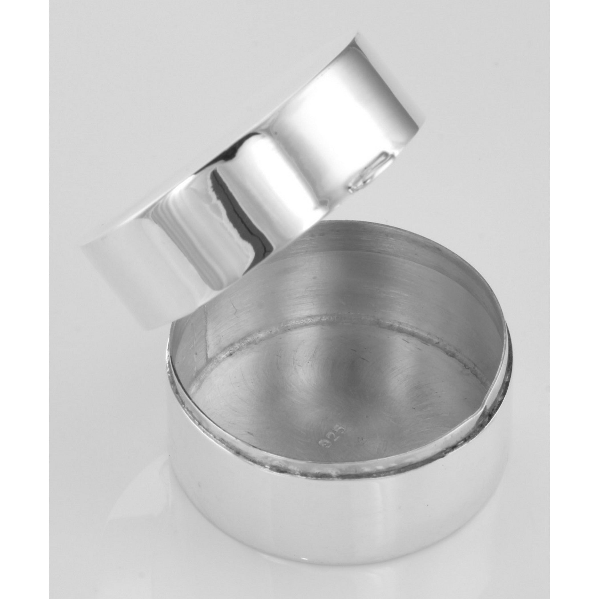 Detail view of Classic Engravable Round Sterling Silver Pillbox or Memorial Ash Case highlighting design details
