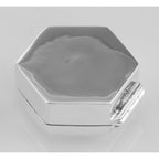 Back view of Small Hexagon Shaped Sterling Silver Pillbox with Engraved Top showing 925 sterling silver hallmark