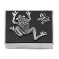 Black Onyx, Marcasite, sterling silver pillboxes, front view