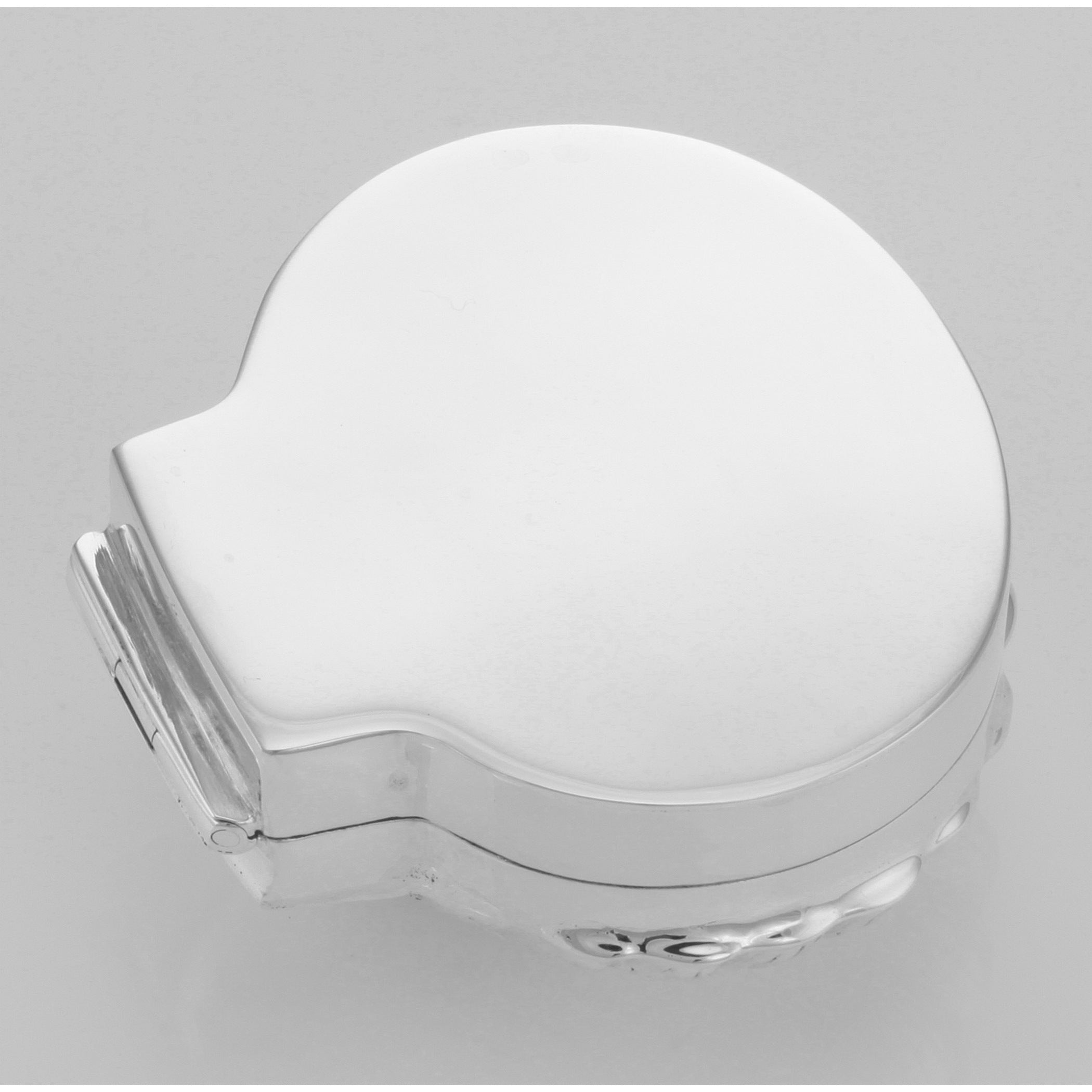 Back view of Antique Style Scallop Sea Shell Pillbox - Clamshell Box showing 925 sterling silver hallmark